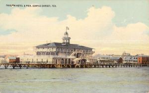 Corpus Christi Texas Pavilion Hotel Pier Waterfront Antique Postcard K102623