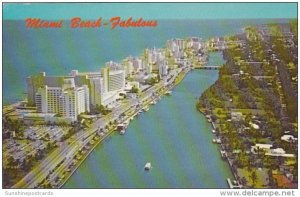 Florida Miami Beach Aerial View Of Hotel Row Between Indian Creek & Atlan...