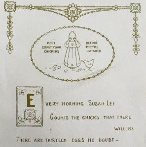 Don't Count Your Chickens 1906 Wise Sayings Print 6 x 4 MilIicent Sowerby DWZ3D