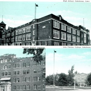 x3 LOT c1910s Oskaloosa, IA John Fletcher College, School, Mahaska Hospital A146