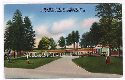 Ever Green Court Motel Asheville North Carolina postcard