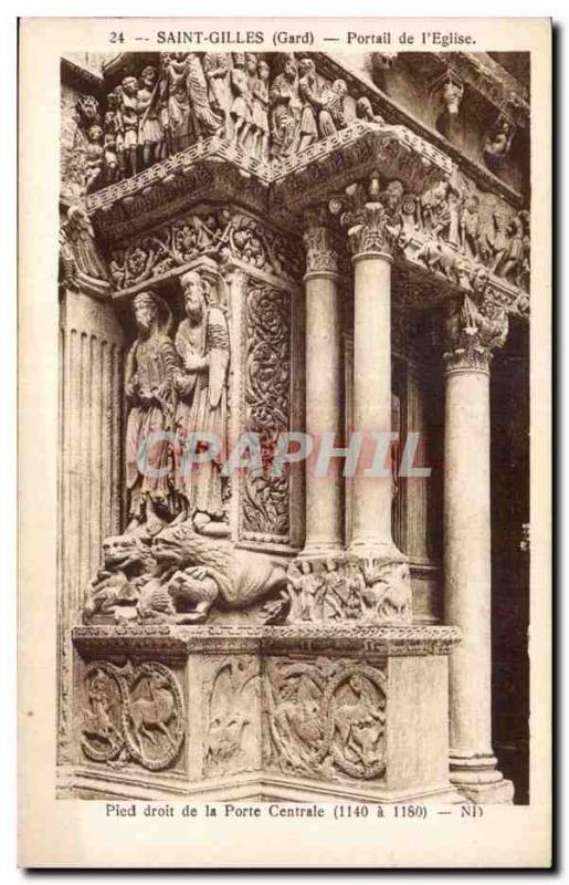 Old Postcard Saint Gilles Gard of I Church Portal