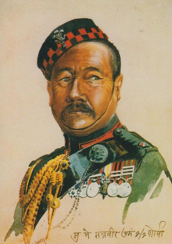 2nd King Edwards Own Gurkha Rifles Major Subadar Army Military Painting Postcard