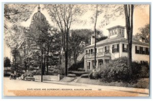 c1910 State House Governor Residence Building Augusta Maine ME Antique Postcard