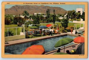 c1953 Phoenix Arizona AZ Vintage Postcard Midwinter Scene Camelback Inn Posted
