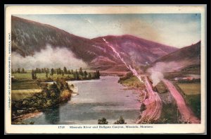 Montana Missoula River & Heligate Canyon Vintage Postcard PC Unused 