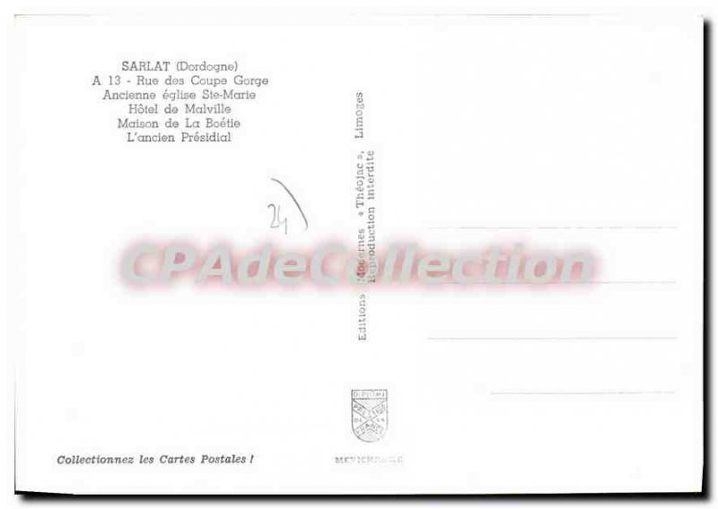 Postcard Modern Sarlat Coupe Gorge Church Prsidial Htel Malville