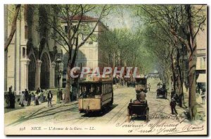 Postcard Old Nice Tramway Avenue Station