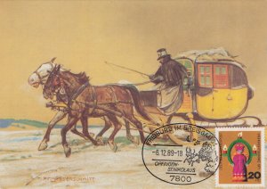 German Mail Coach Carrier Hollfelder Postschlitten FDC Postcard
