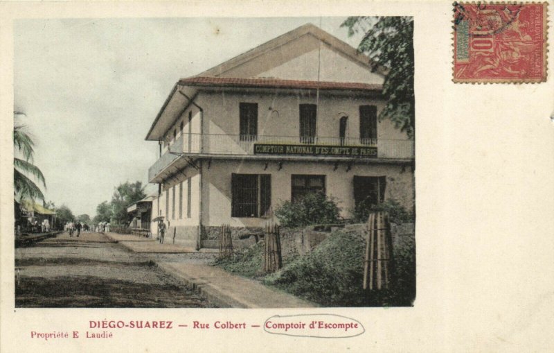 PC CPA MADAGASCAR, DIEGO SUAREZ, RUE COLBERT, Vintage Postcard (b14004)