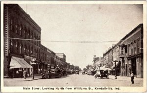 Main Street Looking North from Williams St Kendallville IN Vintage Postcard F31