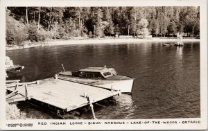 Red Indian Lodge Sioux Narrows Lake Of The Woods Ontario 1940s RPPC Postcard F81