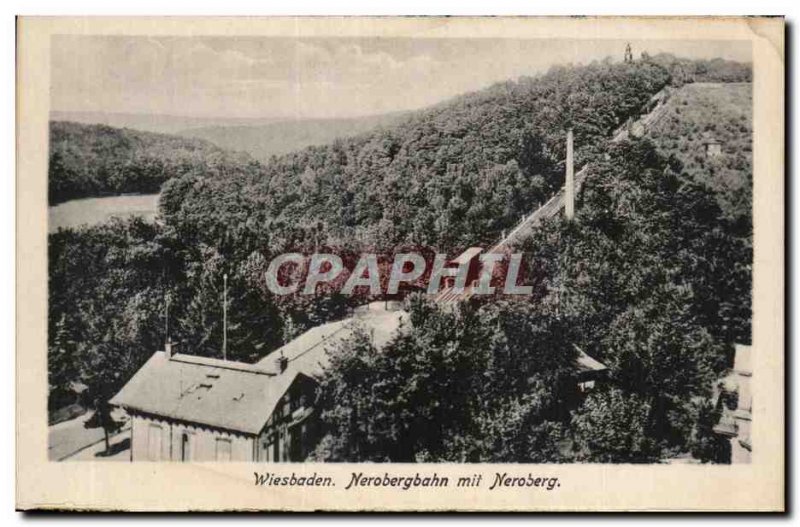 Old Postcard Wiesbaden Nerobergbahn mit Neroberg
