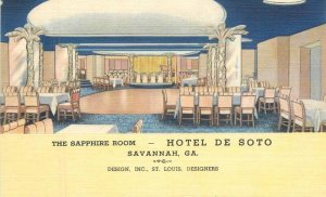 Georgia Savannah Sapphire Room Hotel De Sotto Teich roadside Postcard 22-8335