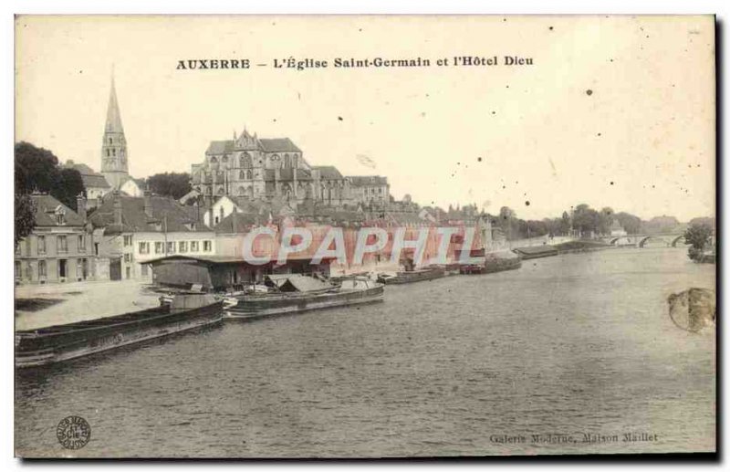 Old Postcard Auxerre L & # 39Eglise Saint Germain and L & # 39Hotel God