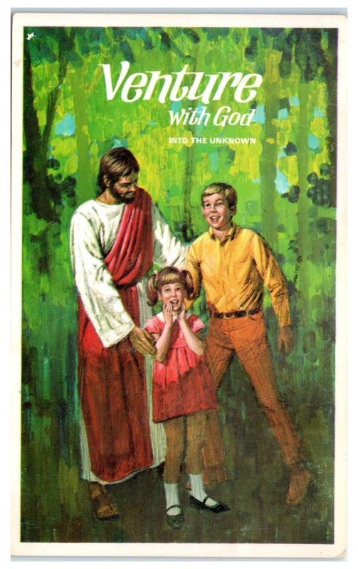 1968 Venture with God into the Unknown, Simsbury Baptist Church, CT Postcard