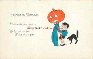 Halloween, Boy with JOL on Stick, Black Cat, No. 2399