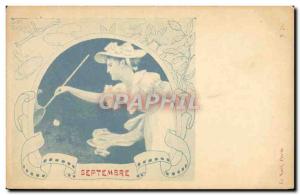 Old Postcard September Horoscope Aries Woman