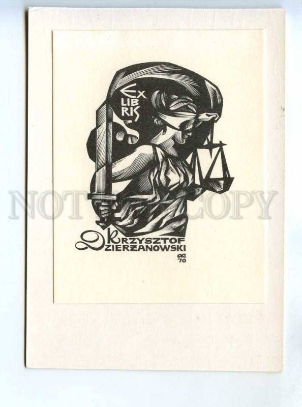 284979 USSR Anatoly Kalashnikov Krzysztof Zierzanowski ex-libris bookplate 1968