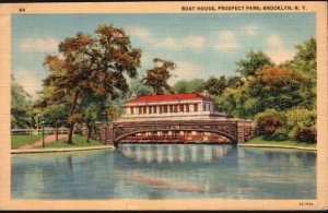 Vintage Postcard Boat House, Prospect Park, Brooklyn, New York K5
