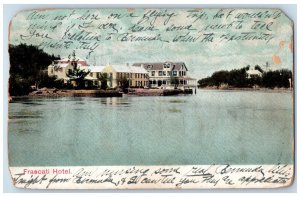 1909 River Scene Frascati Hotel Building Bermuda Antique Posted Postcard