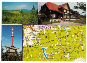 Czechoslovakia 1980 Unused Postcard Beskids Mountains Map Shelter