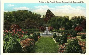 1940s Kearney Nebraska Harmon Park Portion of Formal Garden Linen Postcard 13-29