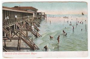 Lido Beach Scene Stabilimento Bagni Venezia Venice Italy 1910c postcard