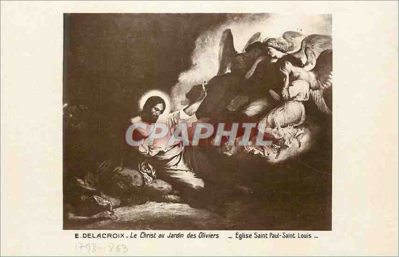 Old Postcard E Delacroix Christ in the Garden of Olives Church of Saint Paul ...