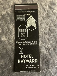 Vintage Matchbook: The Hotel Hayward, Los Angeles, CA California MB107