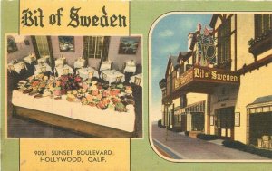 California Hollywood Bitt of Sweden Restaurant  1940s roadside Postcard 22-9618