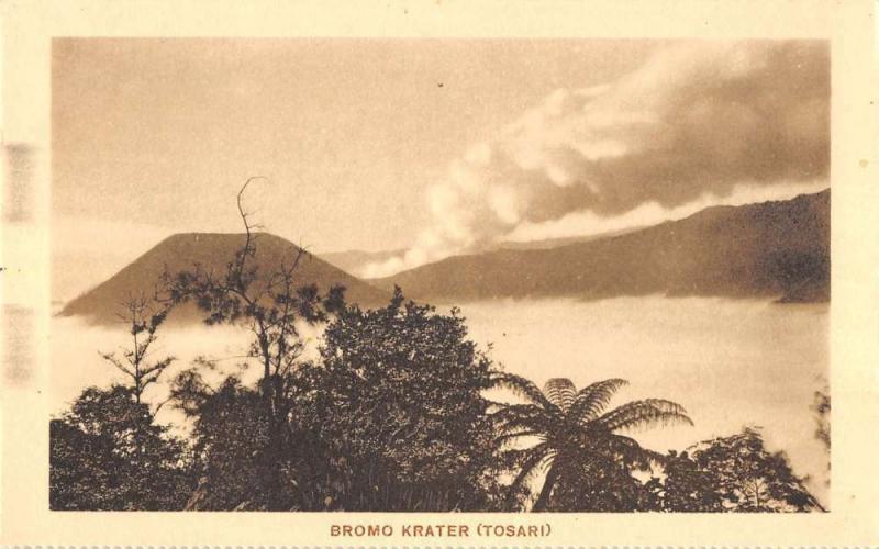 East Java Indonesia panoramic birds eye view Bromo Krater antique pc Y12893