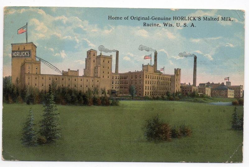 Racine Wisconsin Horlicks Malted Milk Factory Antique Postcard (J5222)