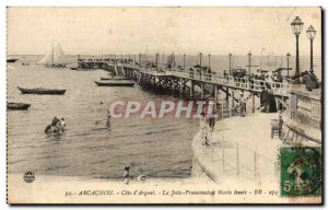 Old Postcard Arcachon Cote d & # 39argent The pier walk Maree high