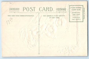 c1910's Christmas Children Sledding Winter Berries John Winsch Signed Postcard