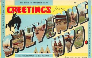 G58/ Cheyenne Wyoming Postcard Curt Teich Large Letter Greetings