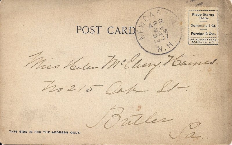 Portsmouth NH, Lighthouse, Fort Constitution, 1907, Military, Flag Cancel