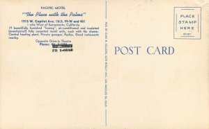 1950s California Sacramento Pacific Motel roadside Sellers Postcard 22-11594