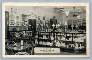 ACCOMOC VA WISPERING PINES ANTIQUES ADVERTISING VINTAGE POSTCARD