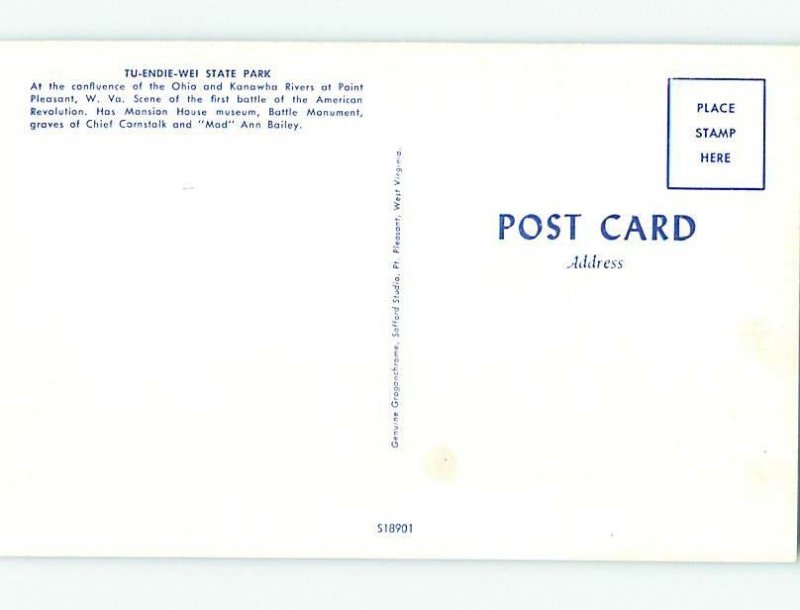 Unused Pre-1980 PARK SCENE Point Pleasant West Virginia WV hk5934