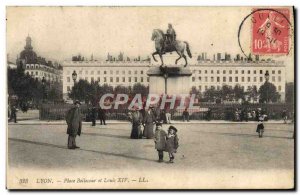 Old Postcard Lyon Bellecour Square and Louis XIV