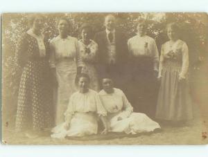 Old rppc GROUP OF PEOPLE Great Postcard AB1347