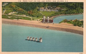 Vintage Postcard Power Plant & Dam Lake Murray Near Columbia South Carolina SC