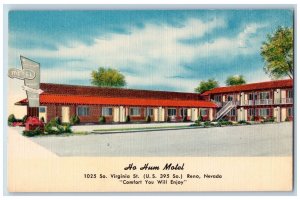 c1940's Ho Hum Motel & Restaurant Signage Cottages Reno Nevada Vintage Postcard