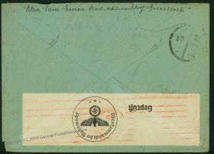 German Censor Sara Cover Jewish Ghetto Shanghai China 44379