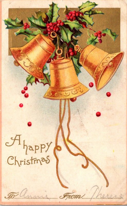 Christmas With Gold Bells and Holly