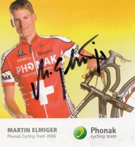 Martin Elmiger Swiss Cycling Champion Phonak Team Hand Signed Photo