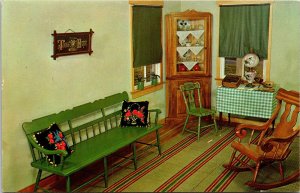 Plain Fancy Farm Interior Front Living Room Amish Furniture Postcard Unused UNP 