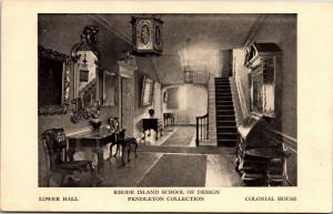 Rhode Island School of Design, Colonial House Lower Hall Vintage Postcard H16