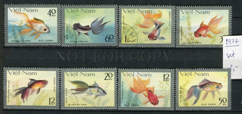 265089 VIETNAM 1977 year used stamps set GOLD FISHES